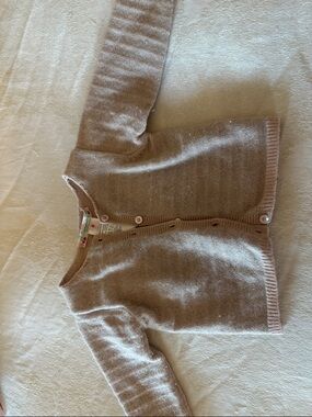 Bonpoint baby girl cashmere cardigan - silver and light pink